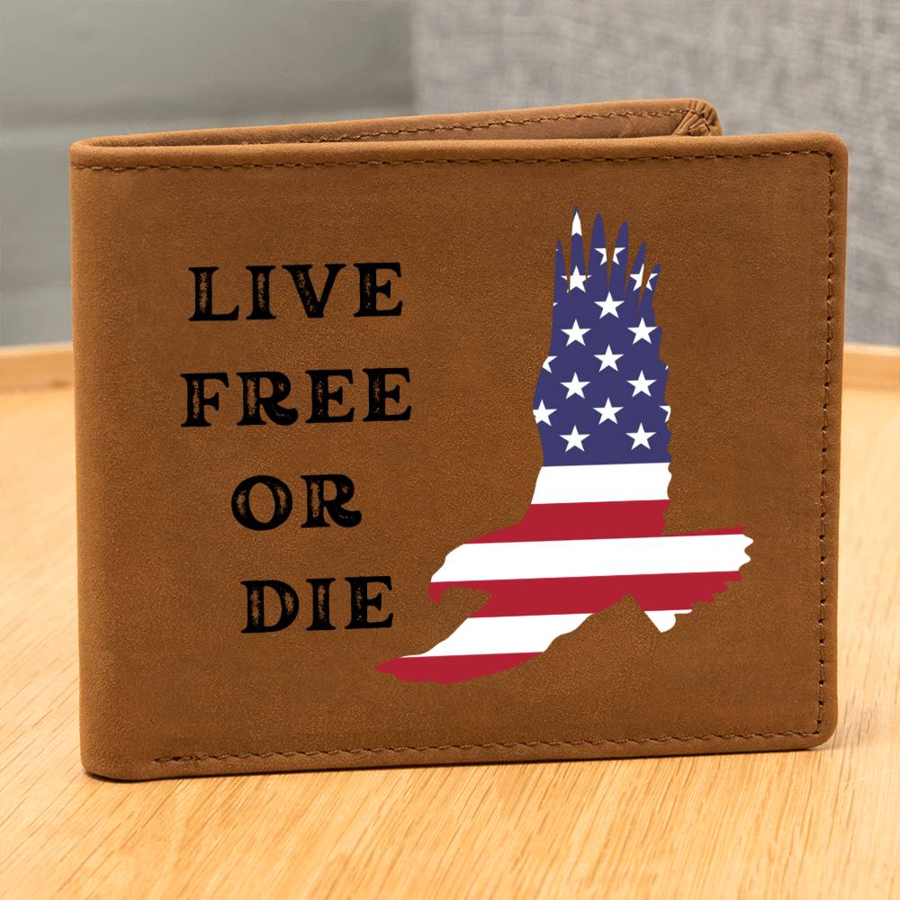 Custom Leather Wallet - Personalized Wallet with USA Flag and Eagle - Patriotic Gift for Any Occasion 4th July