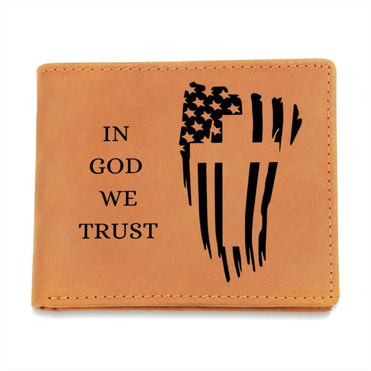In God We Trust - Vintage Leather Wallet for Men - Wallet with American Flag Design - Perfect 4th of July Gift, Patriotic Leather Wallet
