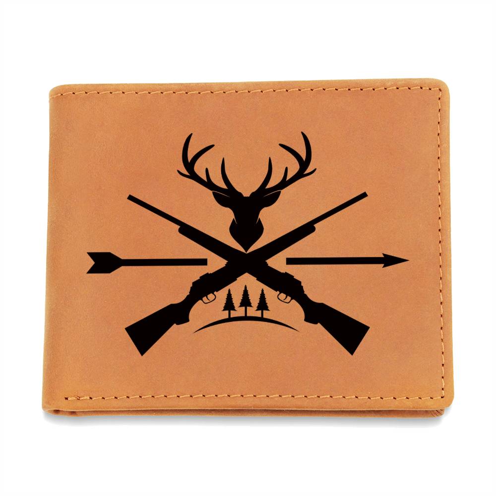 Exclusive Deer Antlers, Rifle and Arrow Engraved Wallet - Thoughtful Gift for Hunters and Grandpas, Sons and Buddies