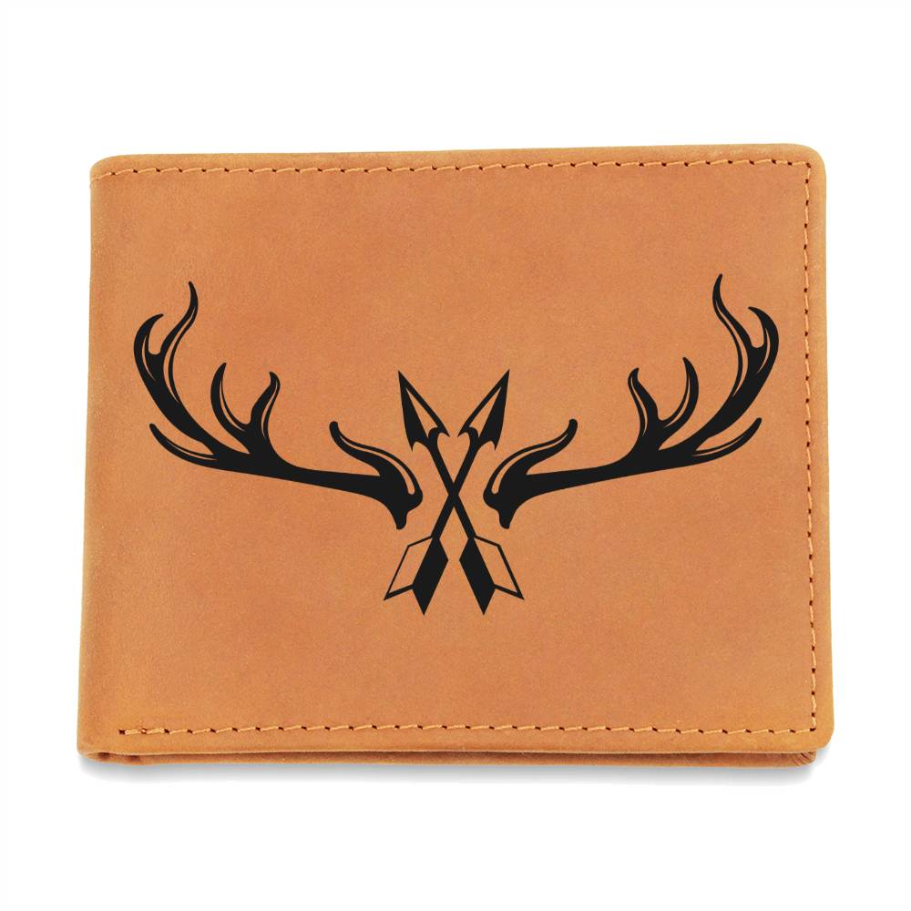 Customized Leather Wallet for Deer Hunting Enthusiasts - A Perfect Gift for Outdoorsmen, Bowhunting enthusiasts, Simply Antlers