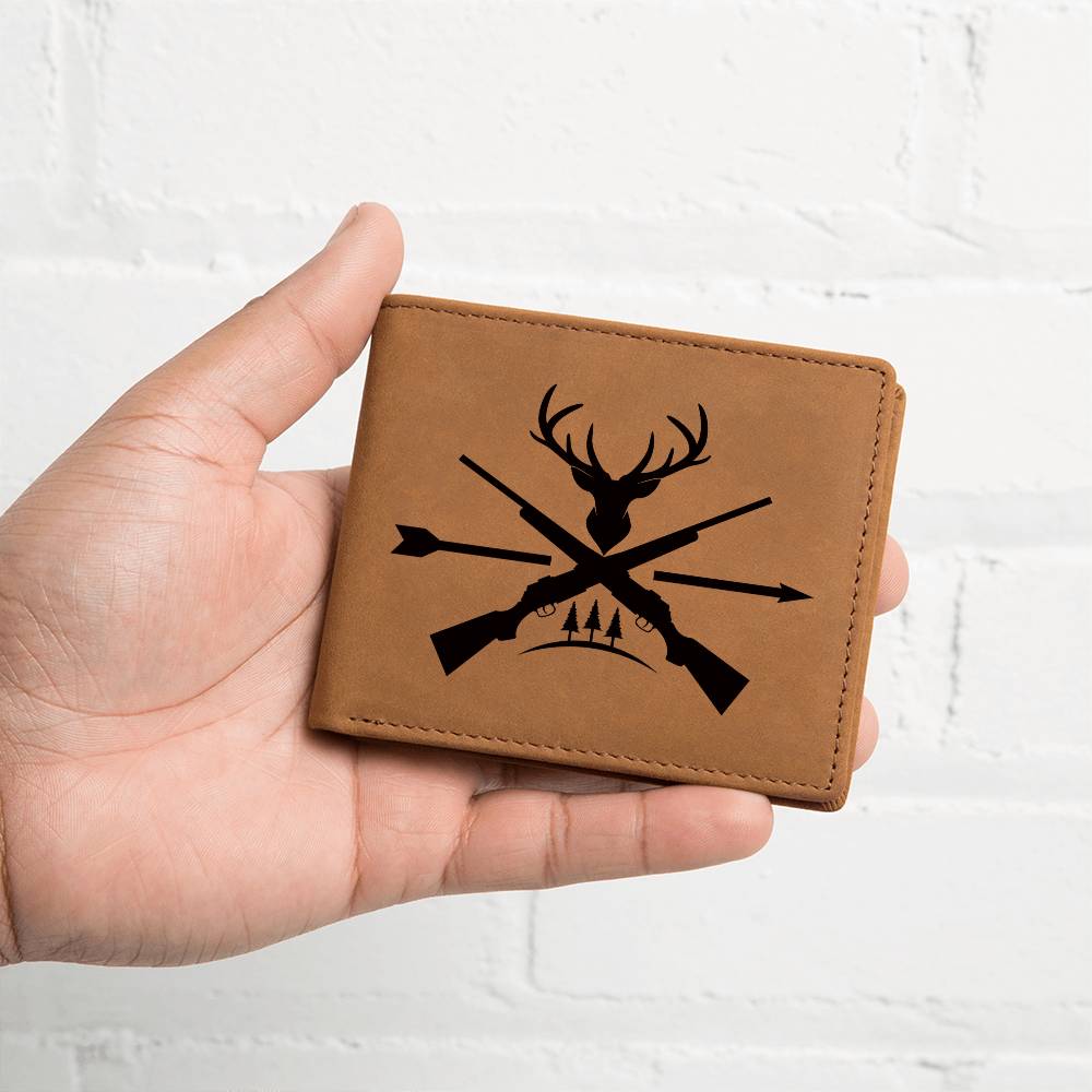 Exclusive Deer Antlers, Rifle and Arrow Engraved Wallet - Thoughtful Gift for Hunters and Grandpas, Sons and Buddies