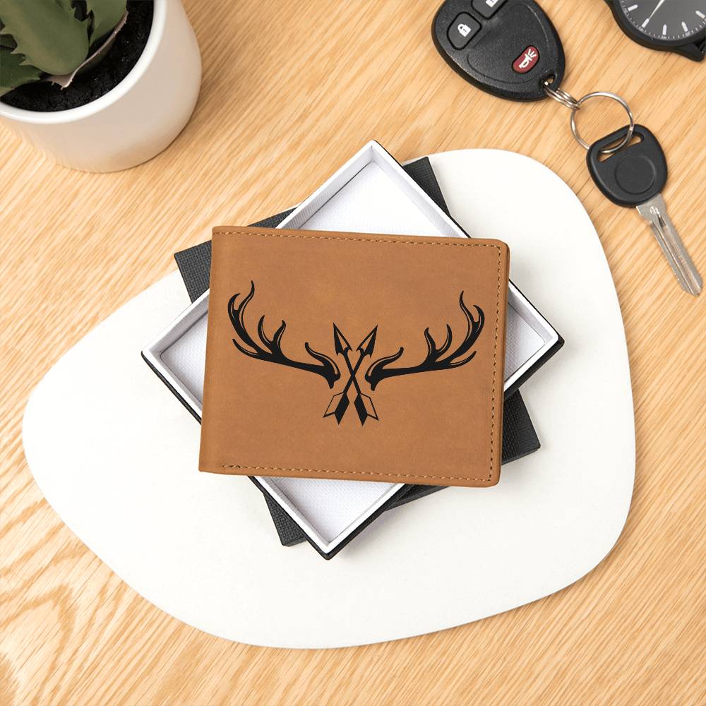 Customized Leather Wallet for Deer Hunting Enthusiasts - A Perfect Gift for Outdoorsmen, Bowhunting enthusiasts, Simply Antlers