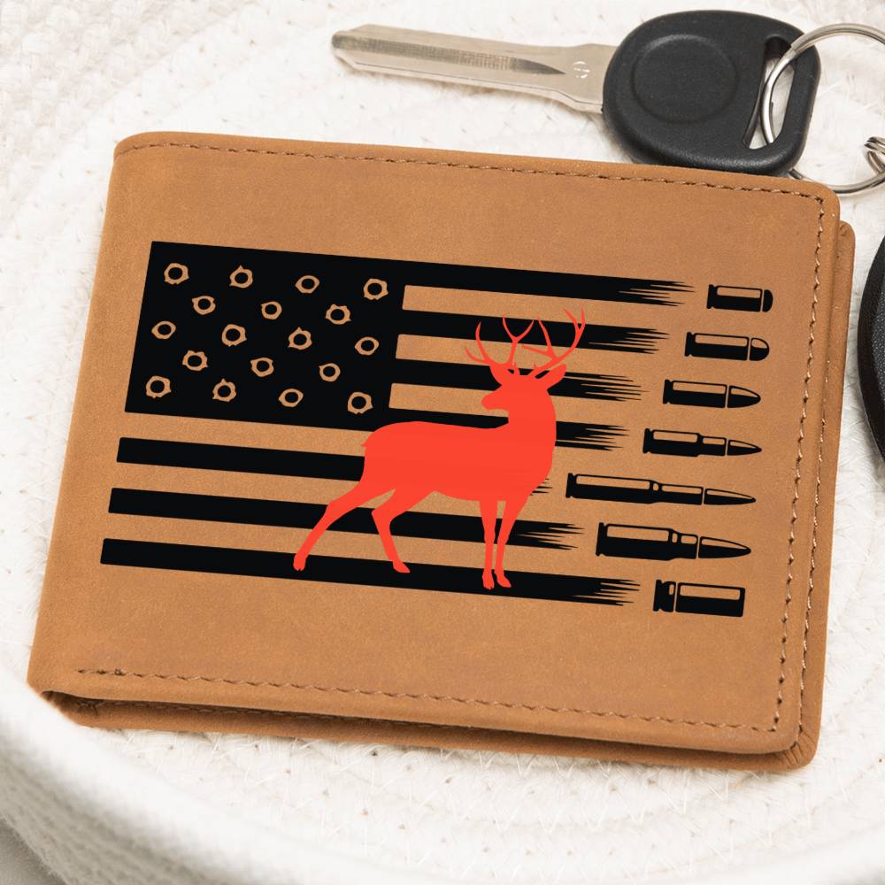 Customized Leather Wallet for Deer Hunting Enthusiasts - A Perfect Gift for Outdoorsmen, Game Hunters and your hunting buddies