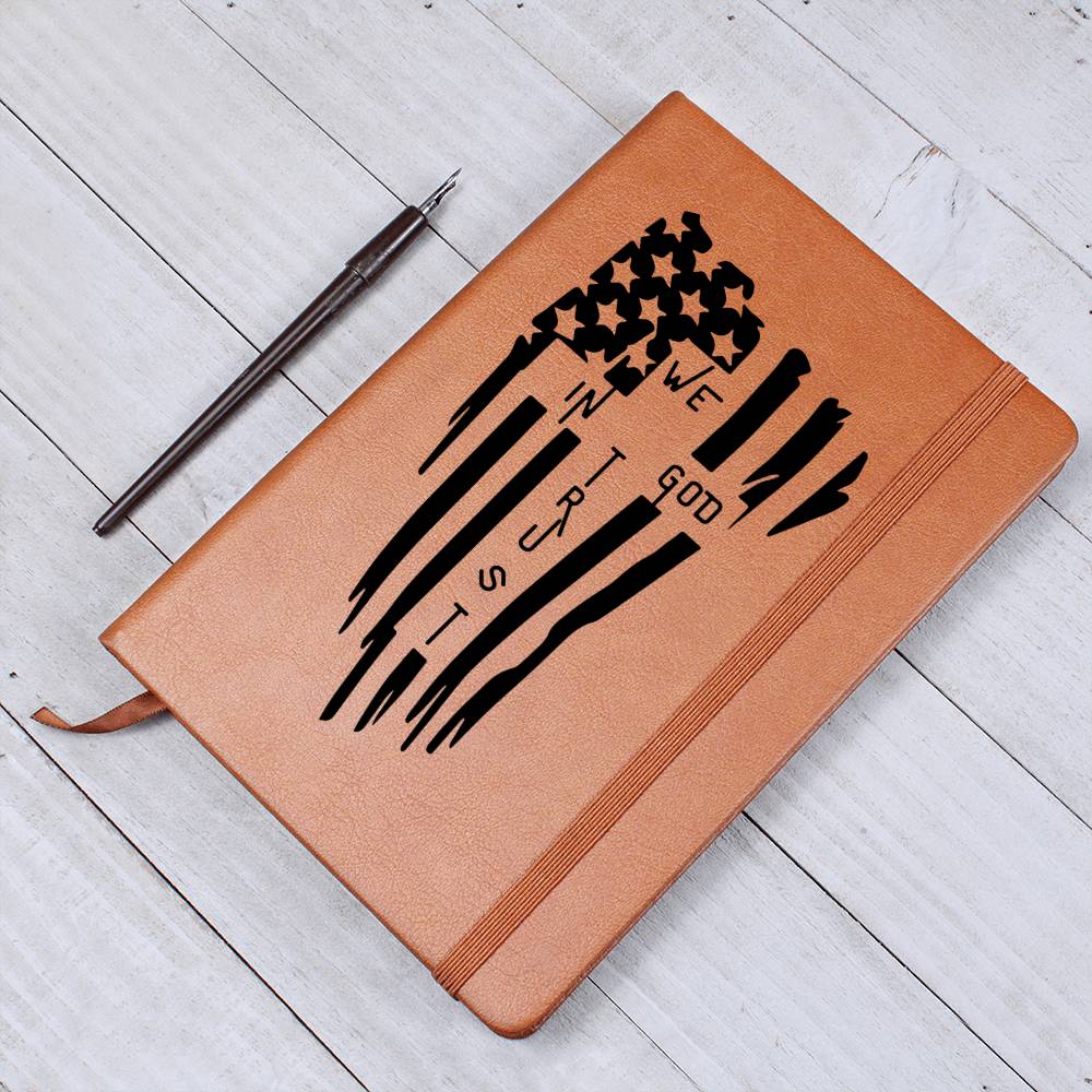 In God We Trust Vegan Leather Journal, a gift for the Patriotic God-Fearing person in your circle of friends