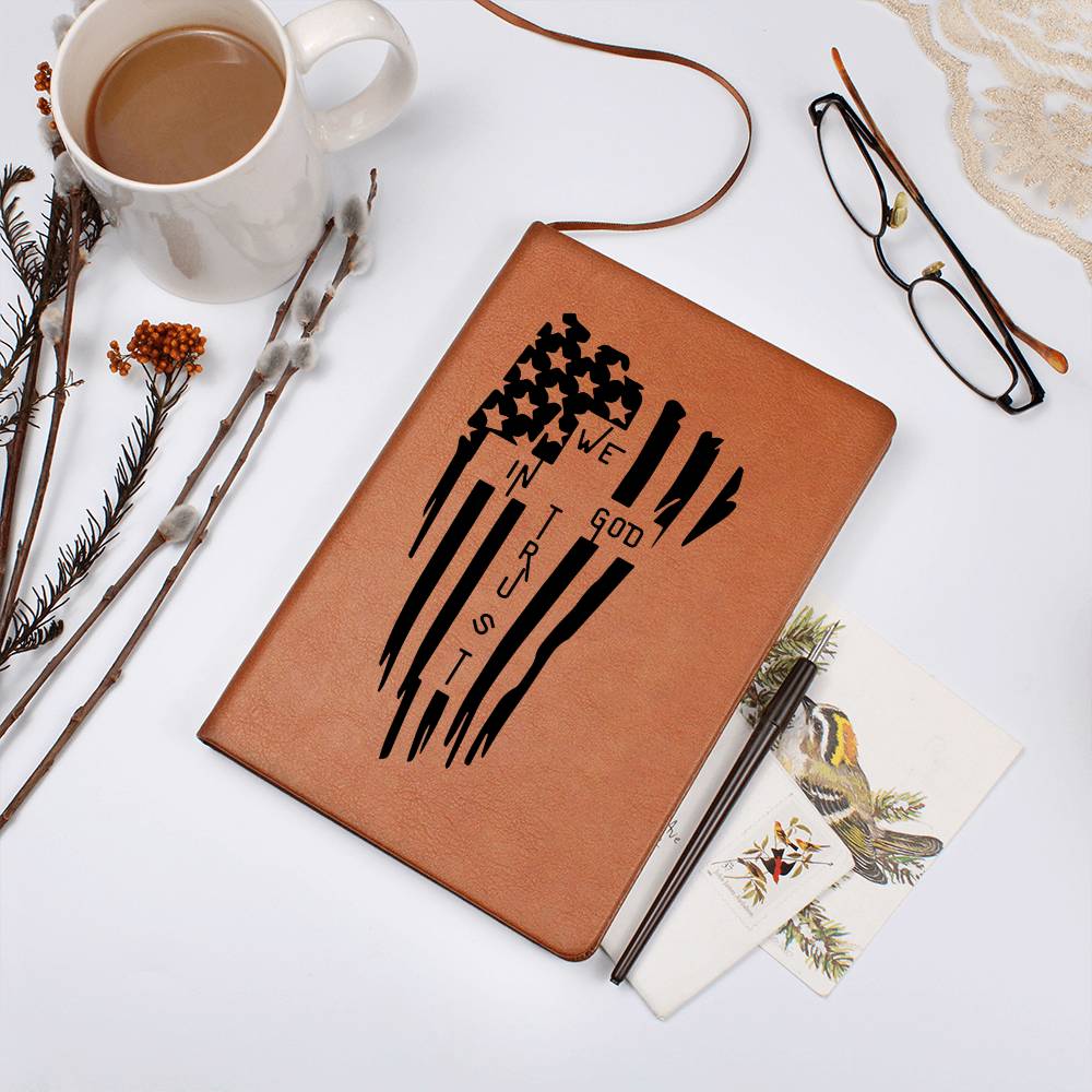 In God We Trust Vegan Leather Journal, a gift for the Patriotic God-Fearing person in your circle of friends
