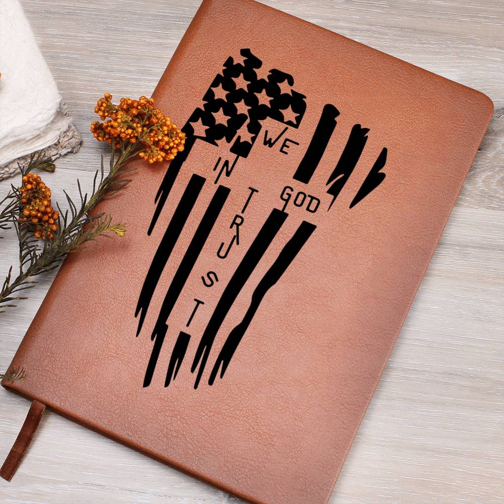 In God We Trust Vegan Leather Journal, a gift for the Patriotic God-Fearing person in your circle of friends