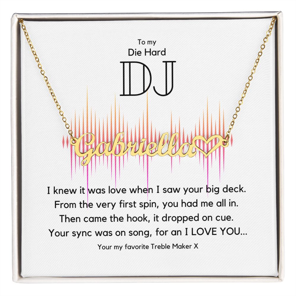 Die Hard DJ - Customizable Monogram Necklace with Heart