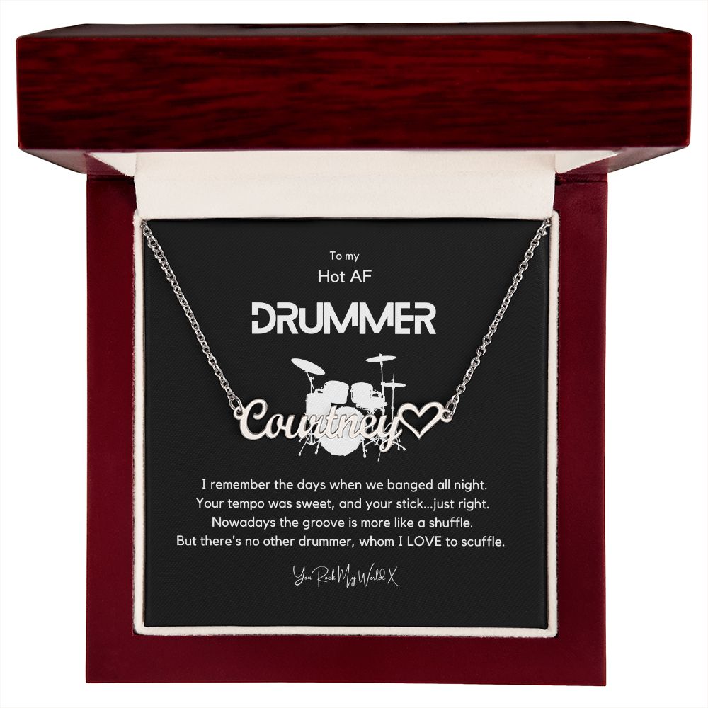 Hot AF Drummer - Monogram Necklace with Heart