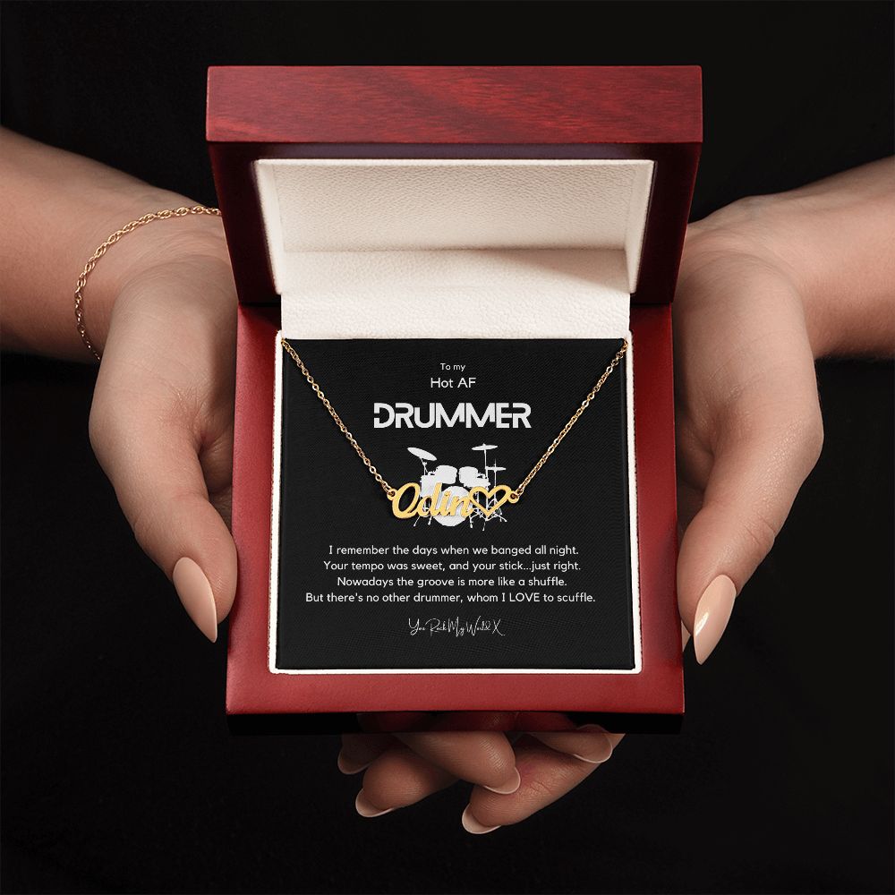 Hot AF Drummer - Monogram Necklace with Heart