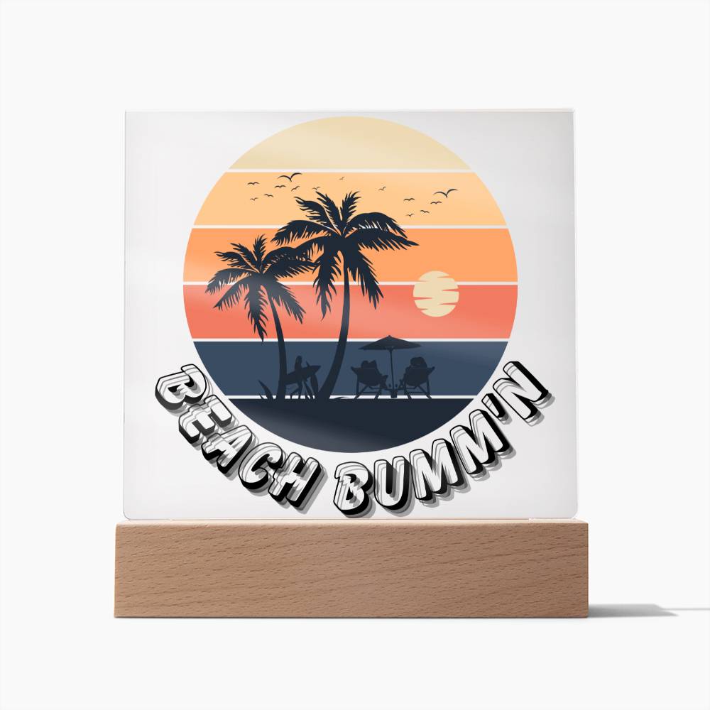Embrace the Tranquility of Serene Sands - Beach Bum LED Acrylic Plaque for Bar, Bedroom, or Office