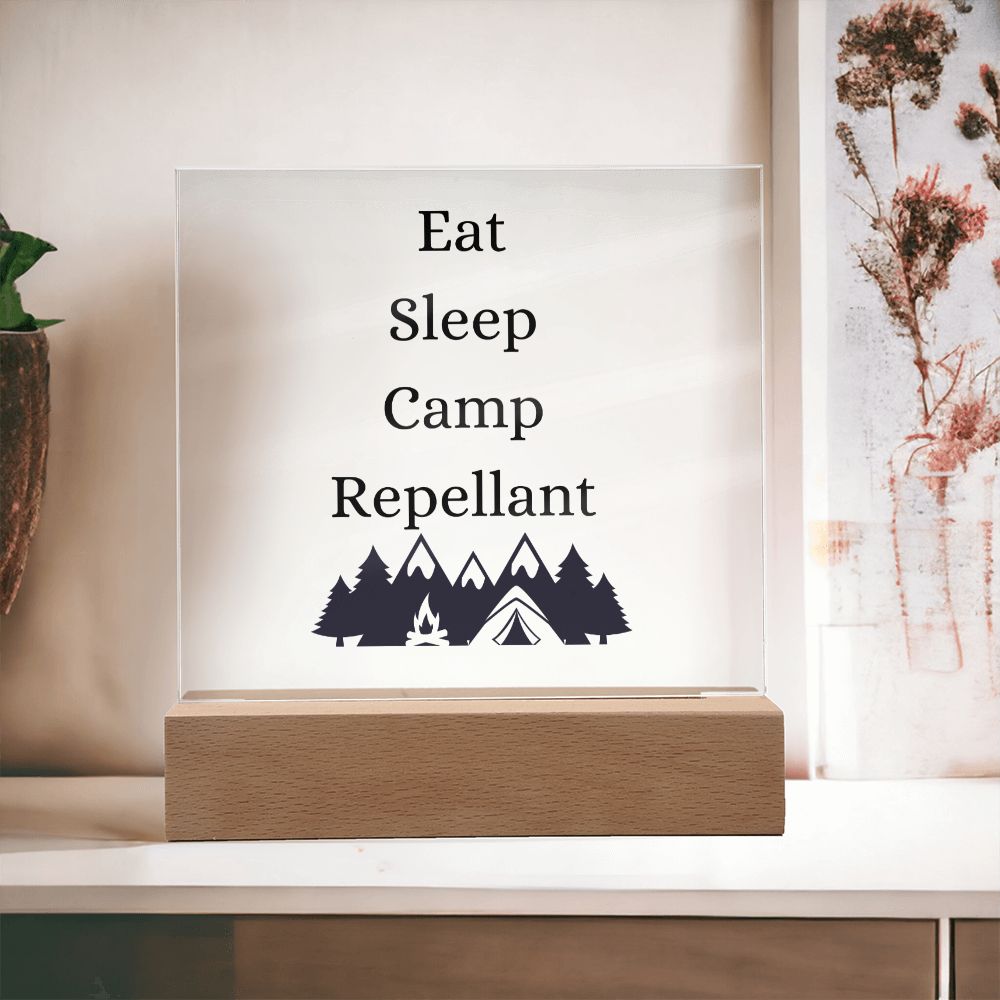 Humorous Camping, Multi-colored LED Night Light for your Office, Bar, Bedside Fish Tank or Mantle Piece