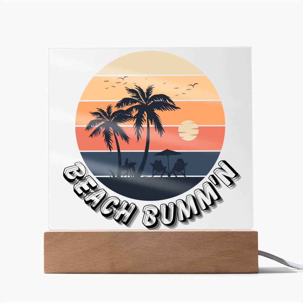 Embrace the Tranquility of Serene Sands - Beach Bum LED Acrylic Plaque for Bar, Bedroom, or Office