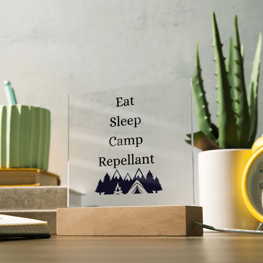 Humorous Camping, Multi-colored LED Night Light for your Office, Bar, Bedside Fish Tank or Mantle Piece