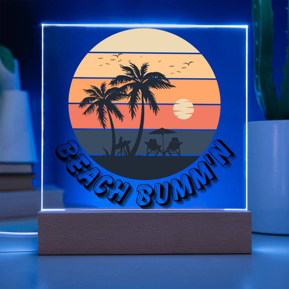 Embrace the Tranquility of Serene Sands - Beach Bum LED Acrylic Plaque for Bar, Bedroom, or Office