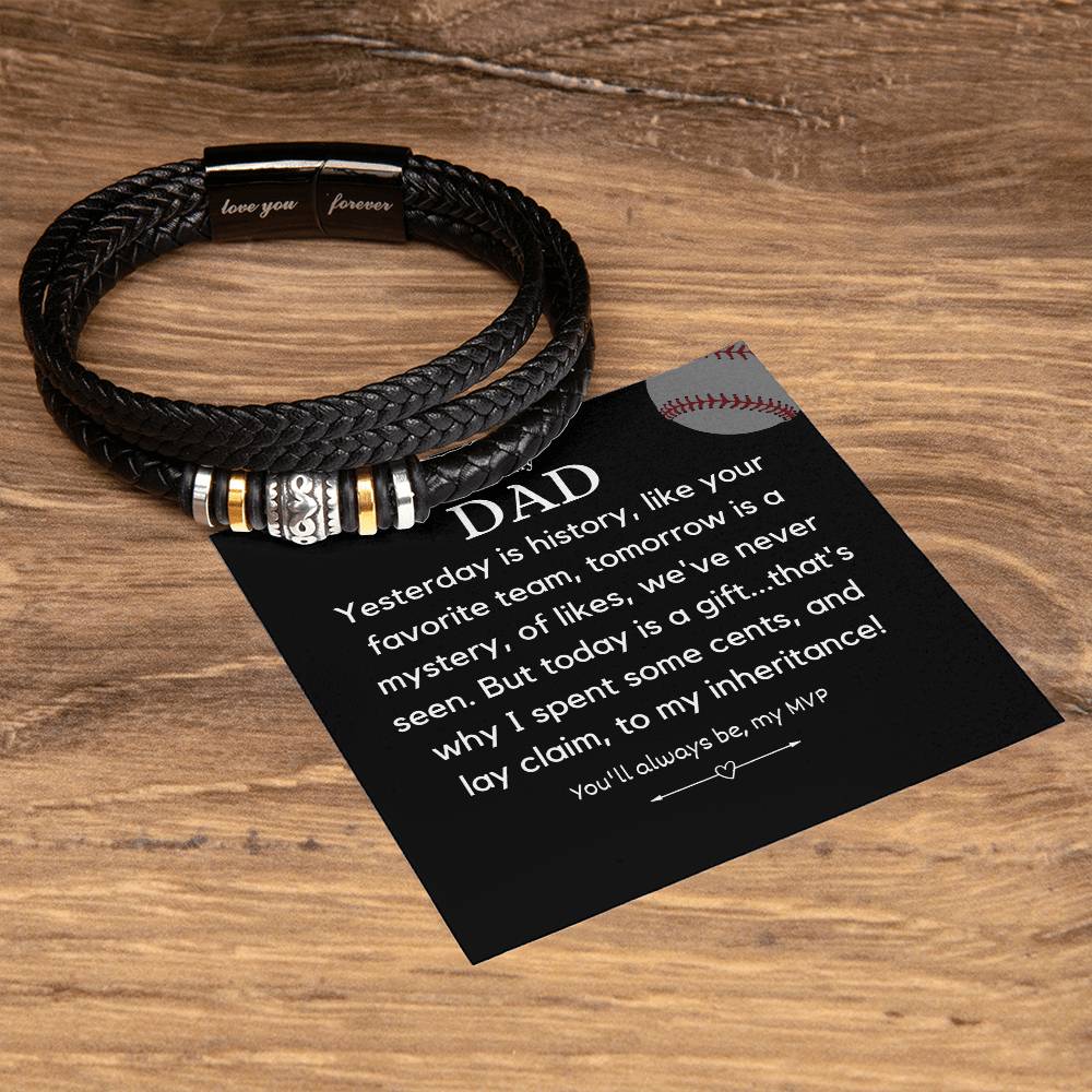 Meaningful Birthday or Fathers Day Gift - Stainless Steel Bracelet with Engraved Loving Quote from Daughter, Son or Step Kids