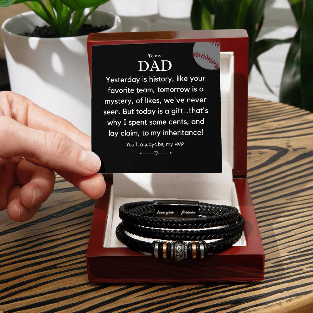 Meaningful Birthday or Fathers Day Gift - Stainless Steel Bracelet with Engraved Loving Quote from Daughter, Son or Step Kids