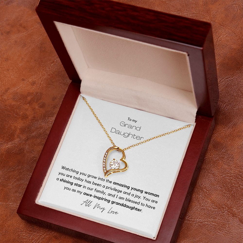 My Granddaughter - Forever Love Necklace with 6.5mm CZ Crystal