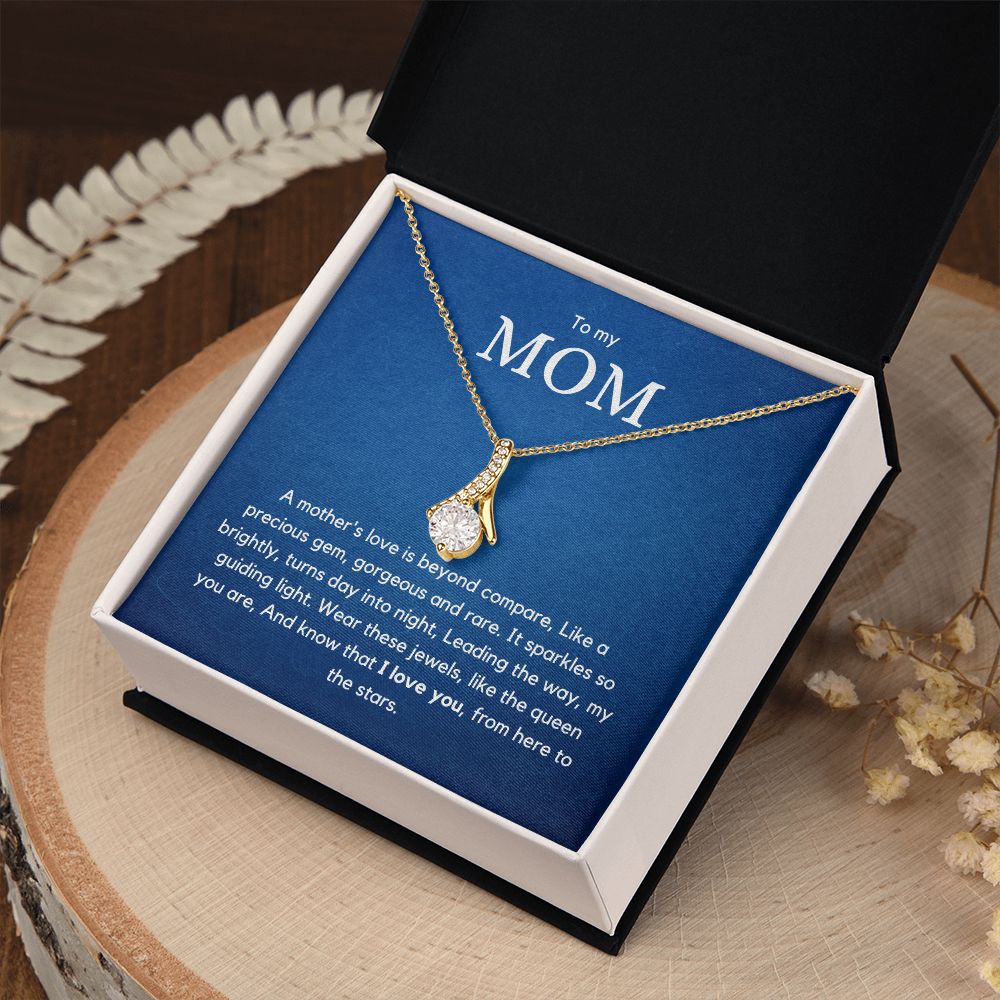 To Mom - Alluring Beauty Necklace with stunning ribbon shaped pendant
