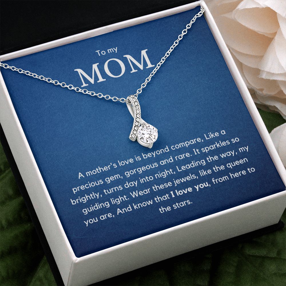To Mom - Alluring Beauty Necklace with stunning ribbon shaped pendant