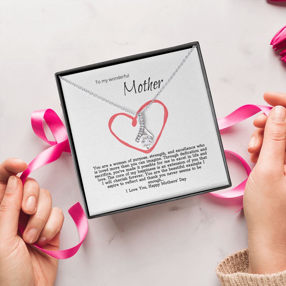 Wonderful Mother - Petite ribbon shaped pendant and necklace