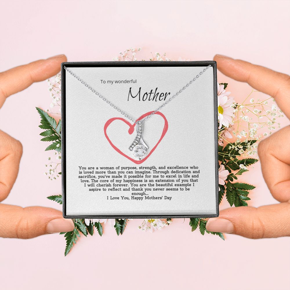 Wonderful Mother - Petite ribbon shaped pendant and necklace