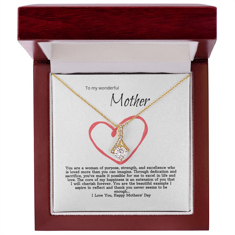 Wonderful Mother - Petite ribbon shaped pendant and necklace