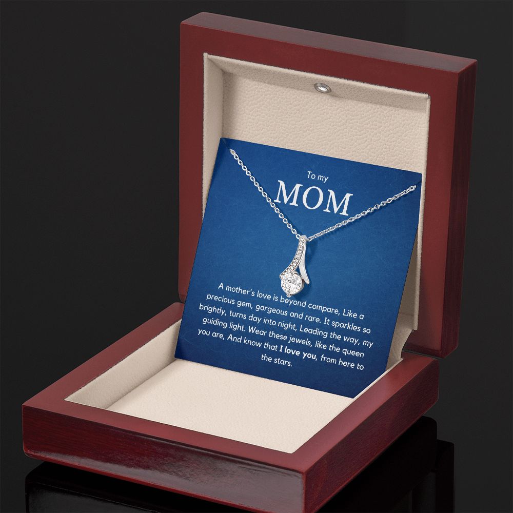 To Mom - Alluring Beauty Necklace with stunning ribbon shaped pendant