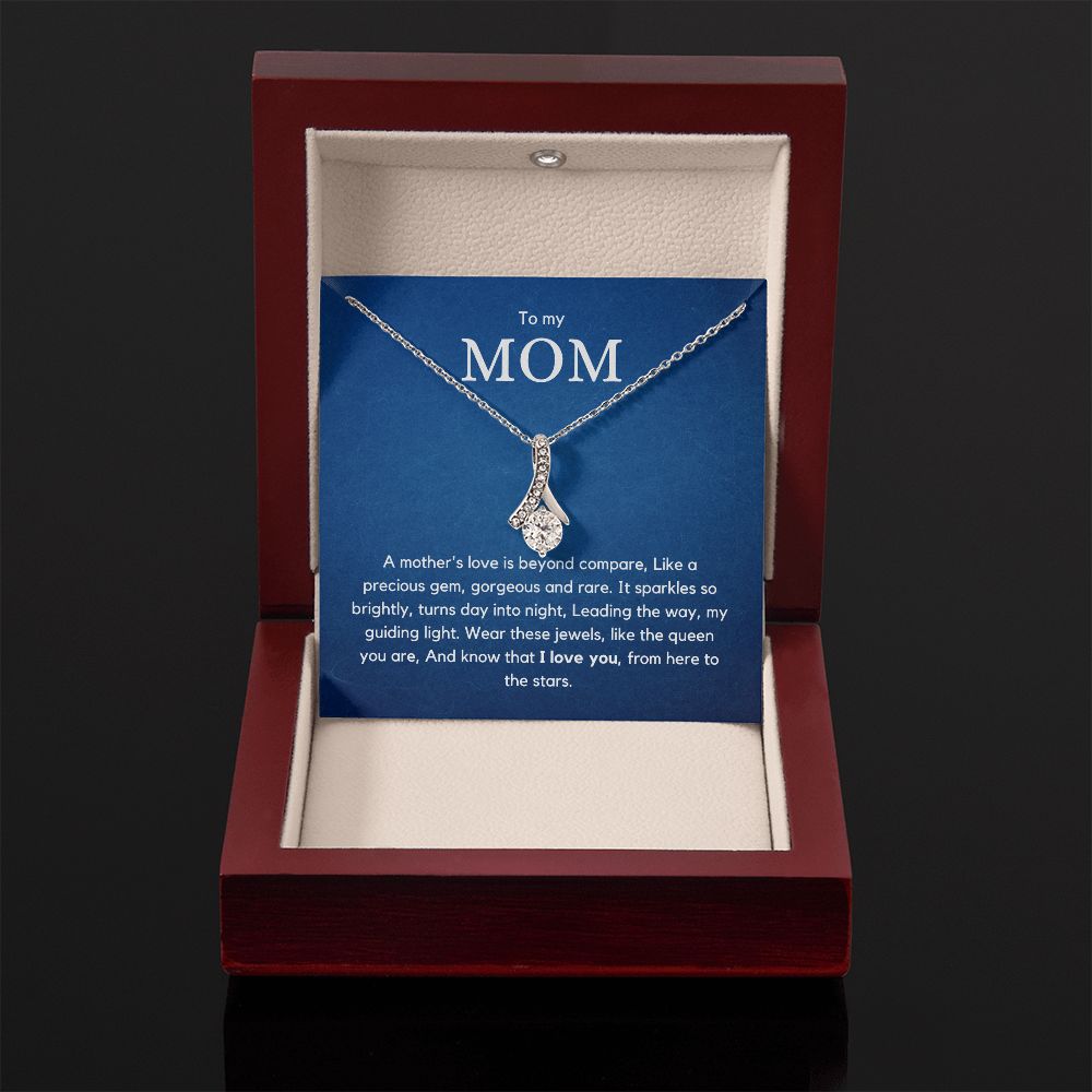 To Mom - Alluring Beauty Necklace with stunning ribbon shaped pendant
