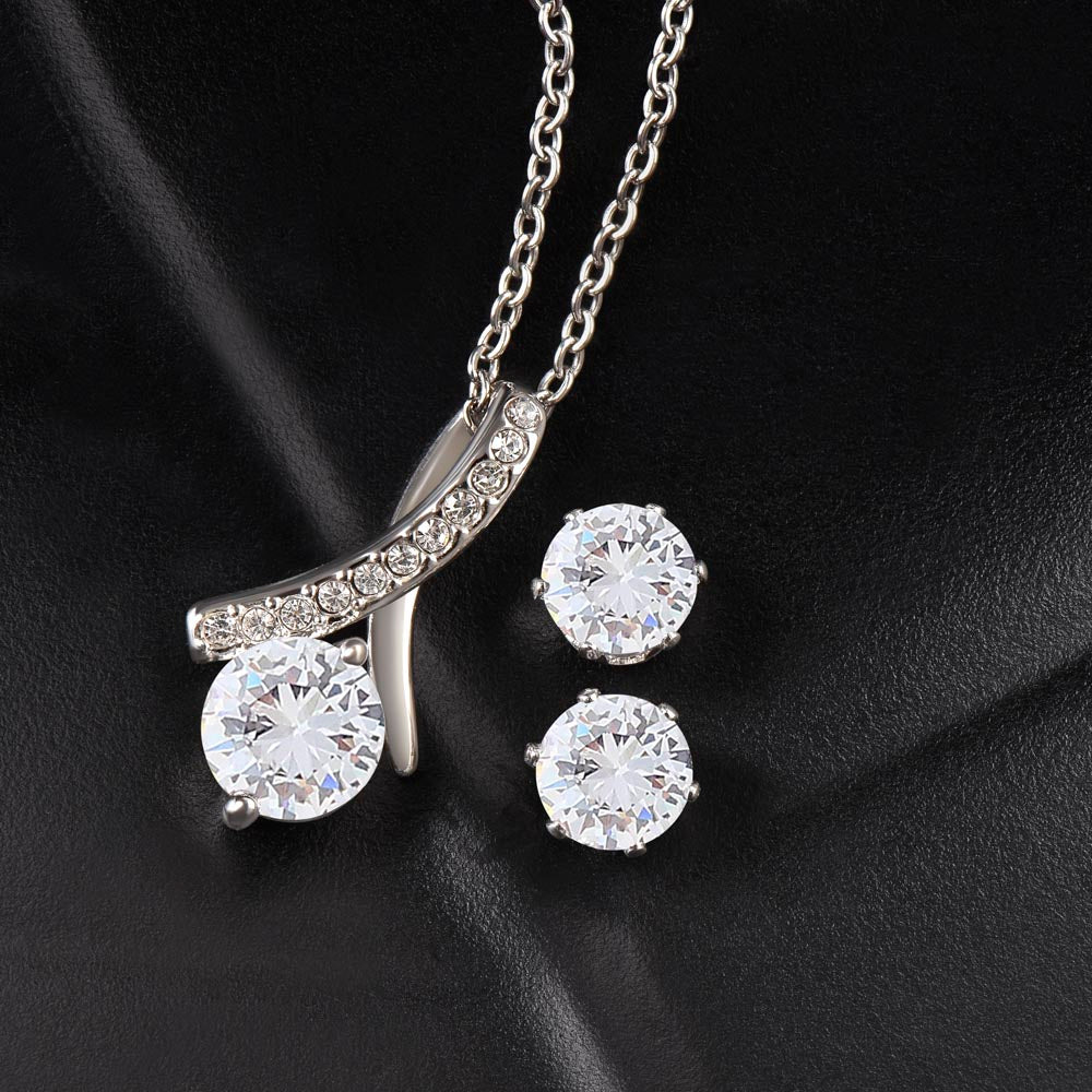 Dearest Mom - Alluring Beauty Necklace and Cubic Zirconia Earring Set