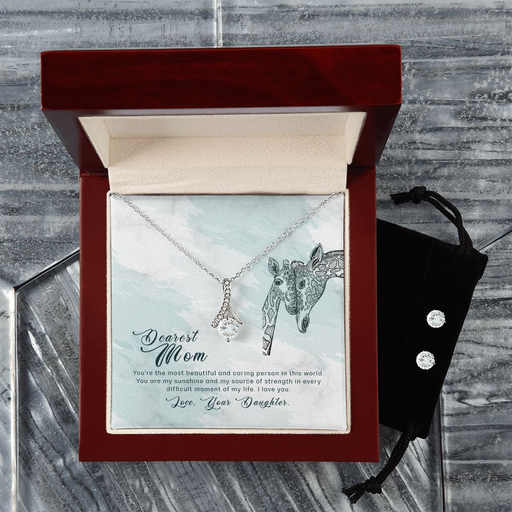 Dearest Mom - Alluring Beauty Necklace and Cubic Zirconia Earring Set