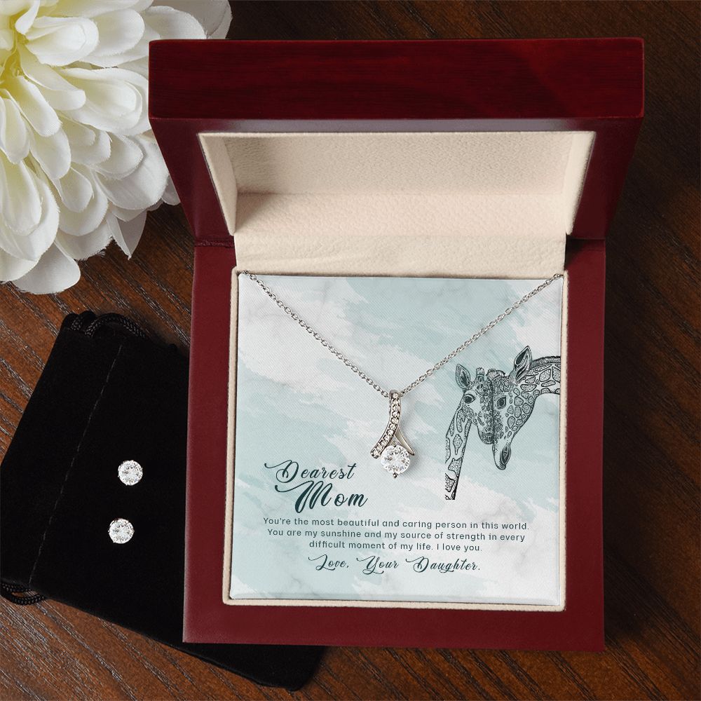 Dearest Mom - Alluring Beauty Necklace and Cubic Zirconia Earring Set