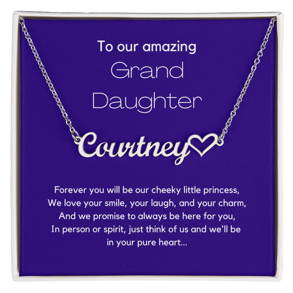 Our Amazing Granddaughter - Personalized Heart Name Necklace