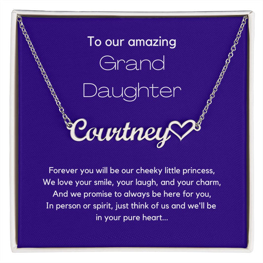 Our Amazing Granddaughter - Personalized Heart Name Necklace