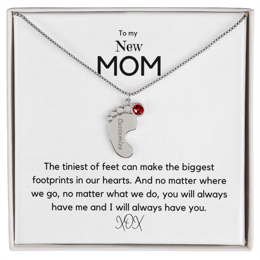 Tiny Feet - Customized Necklace and Birthstones