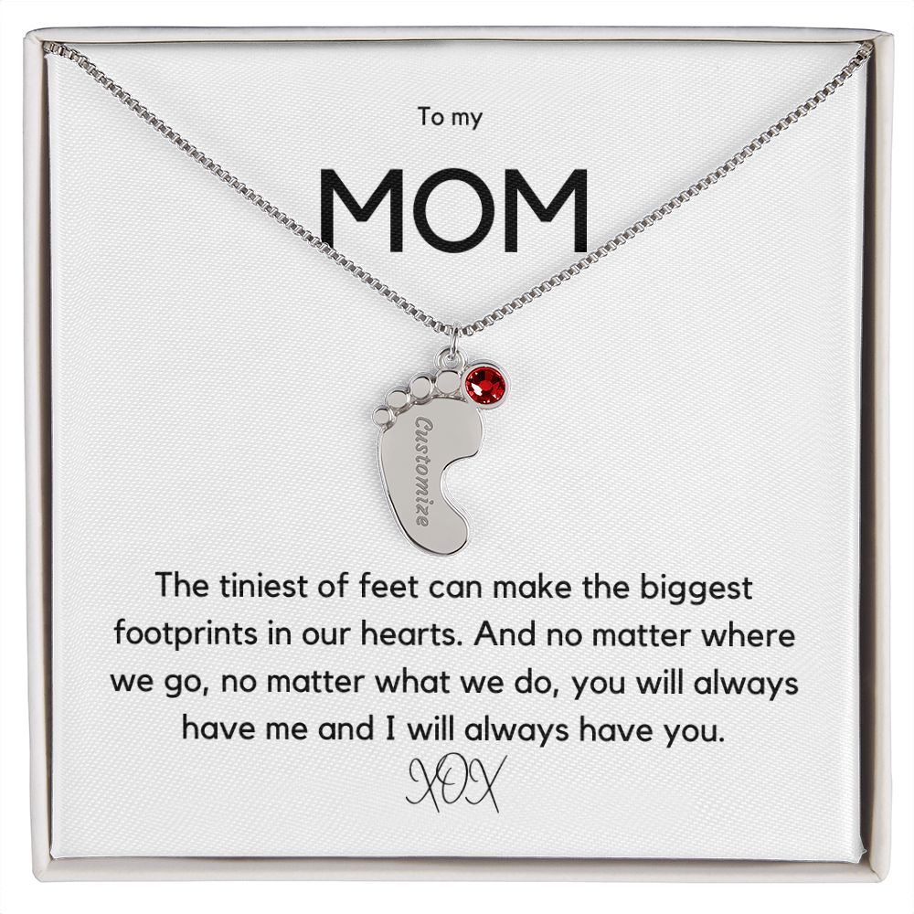 Footprints in our Hearts - Customized Necklace and Birthstones
