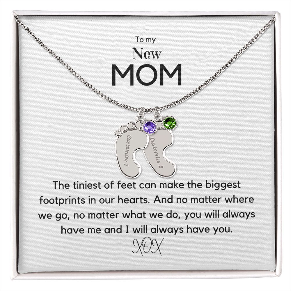 Tiny Feet - Customized Necklace and Birthstones