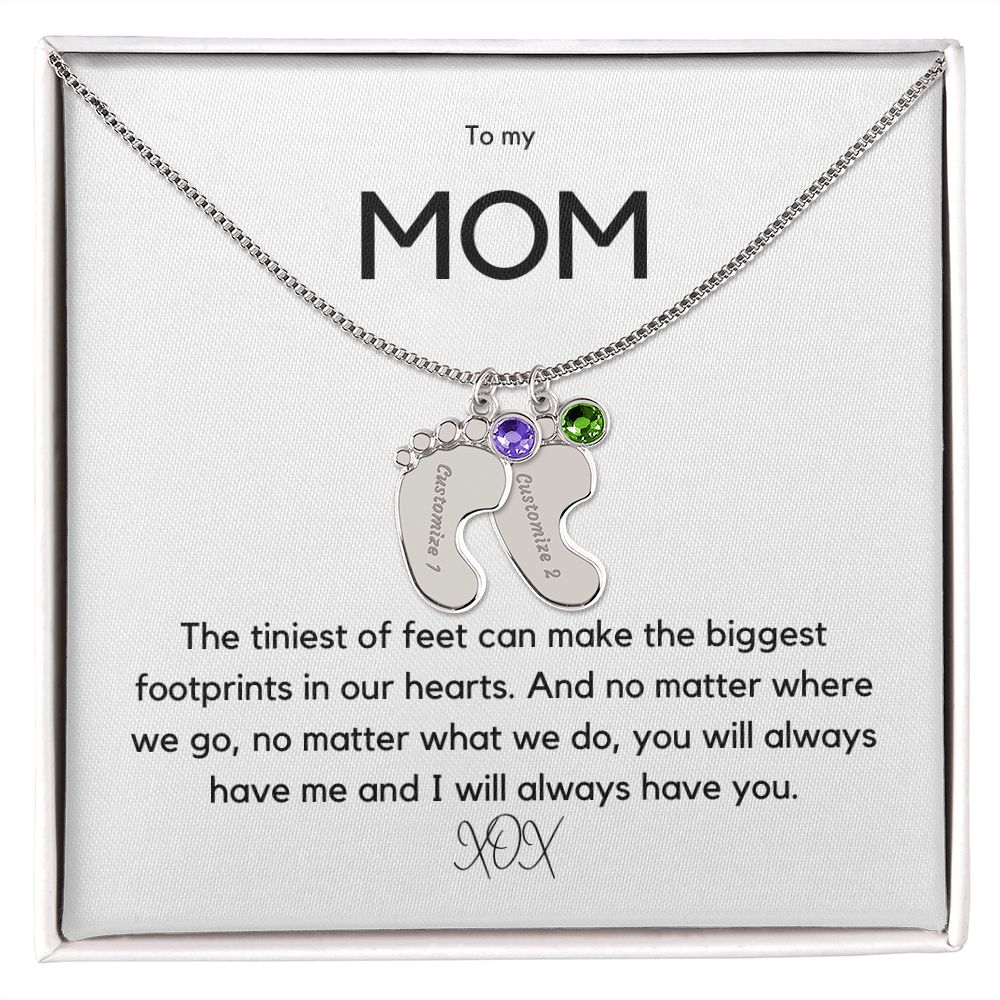 Footprints in our Hearts - Customized Necklace and Birthstones