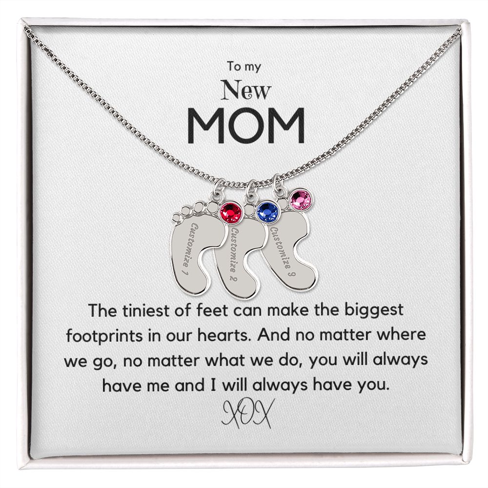 Tiny Feet - Customized Necklace and Birthstones