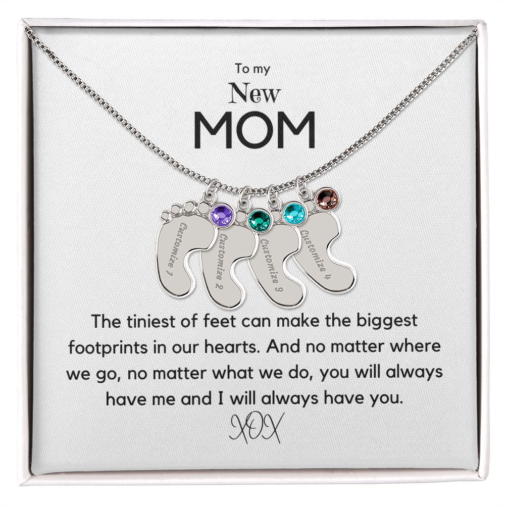 Tiny Feet - Customized Necklace and Birthstones