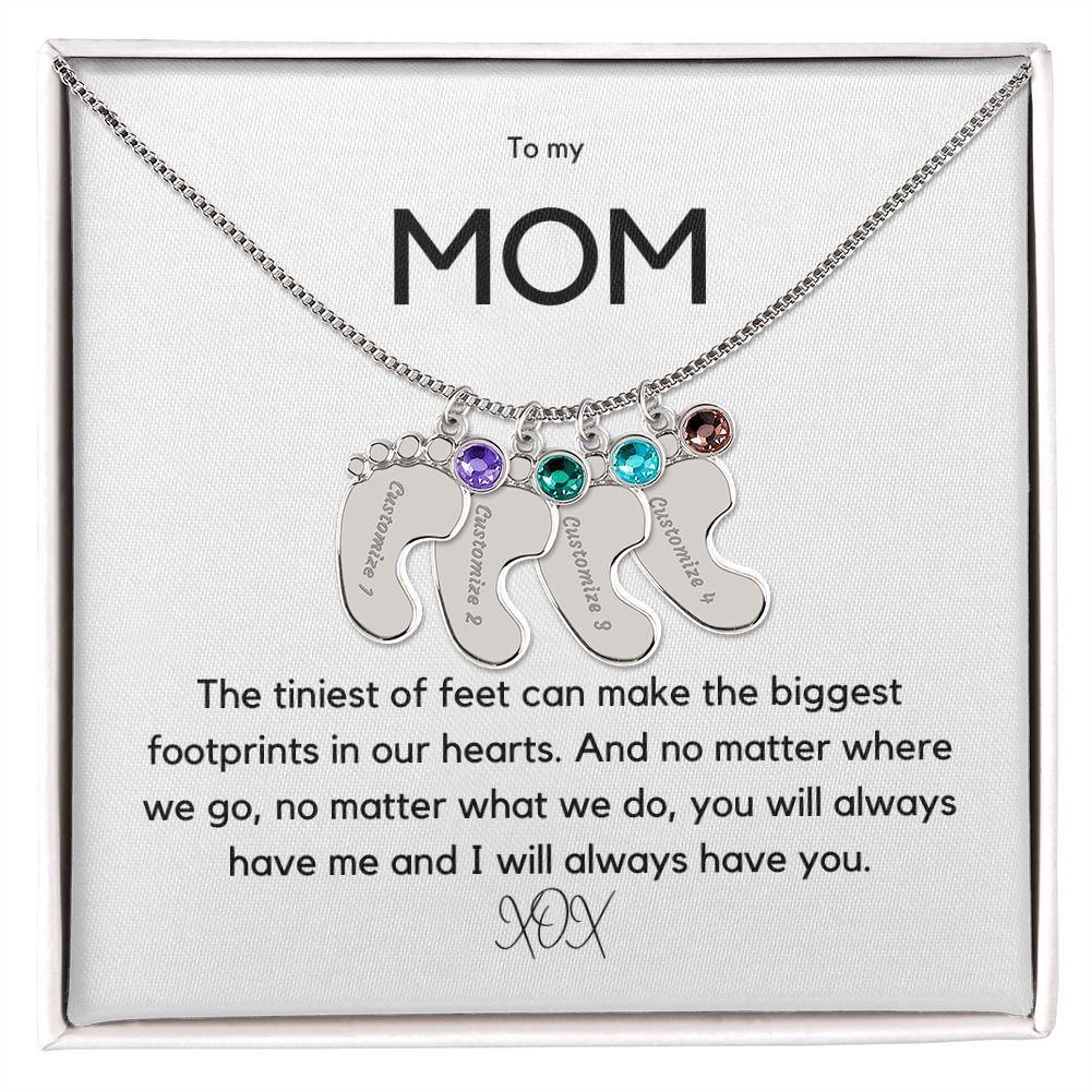 Footprints in our Hearts - Customized Necklace and Birthstones