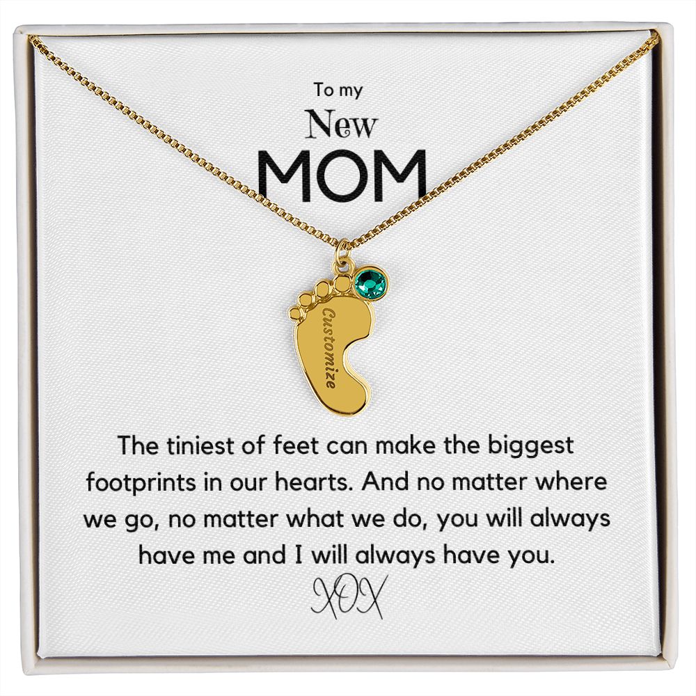 Tiny Feet - Customized Necklace and Birthstones