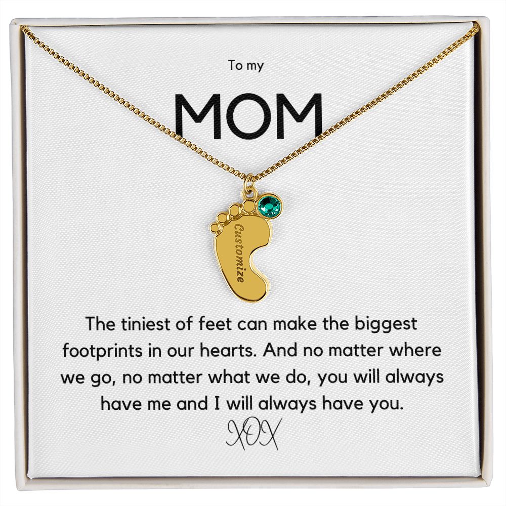 Footprints in our Hearts - Customized Necklace and Birthstones