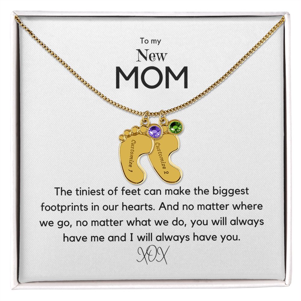 Tiny Feet - Customized Necklace and Birthstones