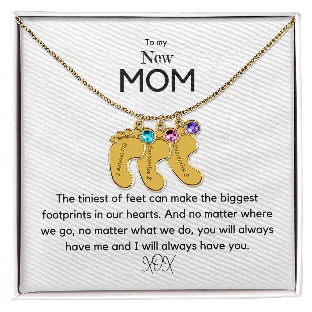 Tiny Feet - Customized Necklace and Birthstones