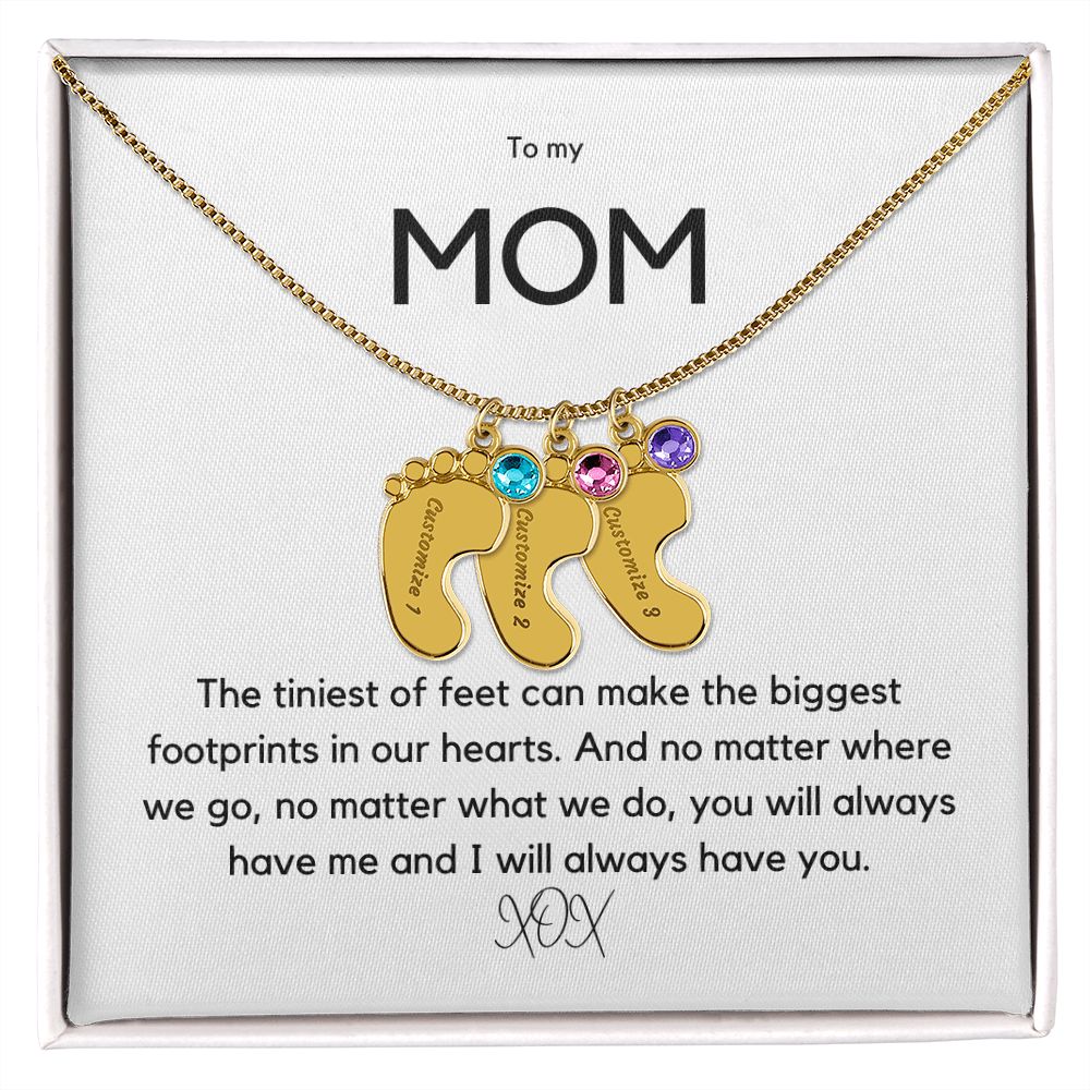 Footprints in our Hearts - Customized Necklace and Birthstones