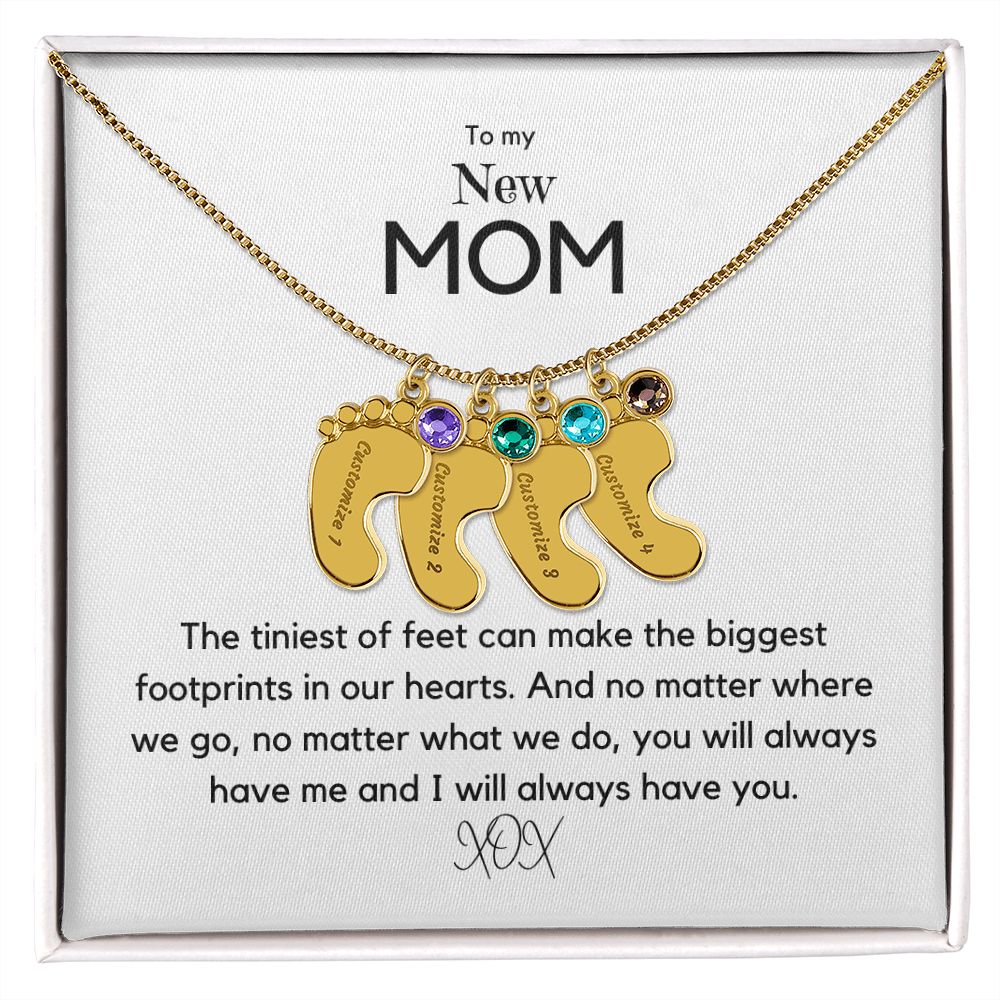 Tiny Feet - Customized Necklace and Birthstones