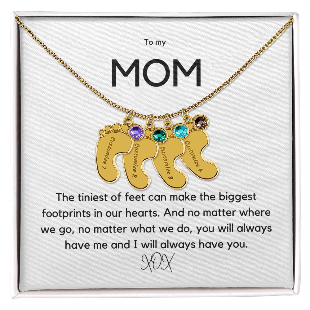 Footprints in our Hearts - Customized Necklace and Birthstones