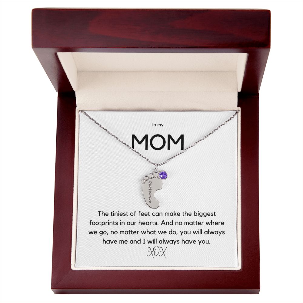 Footprints in our Hearts - Customized Necklace and Birthstones