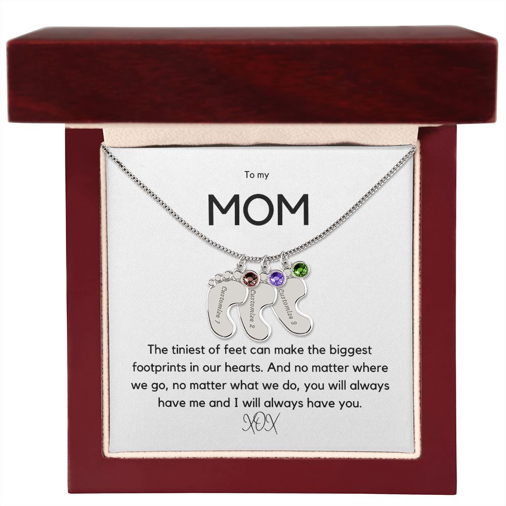Footprints in our Hearts - Customized Necklace and Birthstones