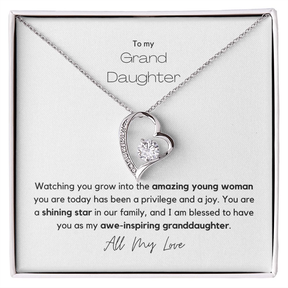 My Granddaughter - Forever Love Necklace with 6.5mm CZ Crystal